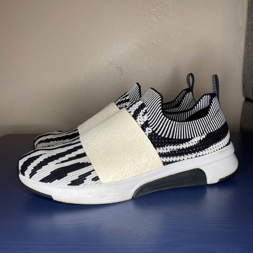Mark Nason Modern Jogger Abbe Slip On Sneaker Zebra Black White Print US 7